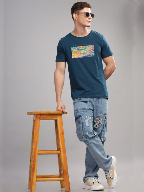Adro Mens Printed T Shirt | The Super Soft Tshirt in India| Pure Cotton Lycra Breathable Fabric| 4 way stretch smart tech fabric| Round Neck T-Shirt (Also in Plus Size)