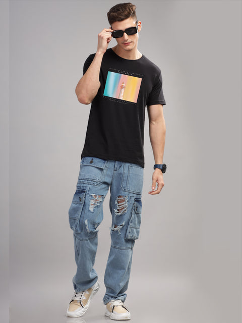 Adro Mens Printed T Shirt | The Super Soft Tshirt in India| Pure Cotton Lycra Breathable Fabric| 4 way stretch smart tech fabric| Round Neck T-Shirt (Also in Plus Size)