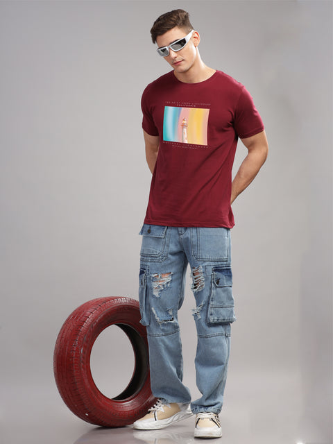 Adro Mens Printed T Shirt | The Super Soft Tshirt in India| Pure Cotton Lycra Breathable Fabric| 4 way stretch smart tech fabric| Round Neck T-Shirt (Also in Plus Size)