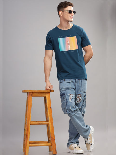 Adro Mens Printed T Shirt | The Super Soft Tshirt in India| Pure Cotton Lycra Breathable Fabric| 4 way stretch smart tech fabric| Round Neck T-Shirt (Also in Plus Size)