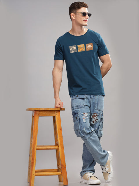 Adro Mens Printed T Shirt | The Super Soft Tshirt in India| Pure Cotton Lycra Breathable Fabric| 4 way stretch smart tech fabric| Round Neck T-Shirt (Also in Plus Size)