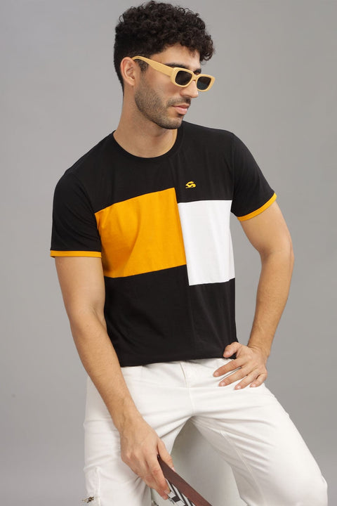 Adro Mens Colourblocked Cotton T-Shirt