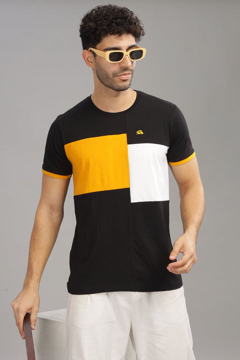 Adro Mens Colourblocked Cotton T-Shirt