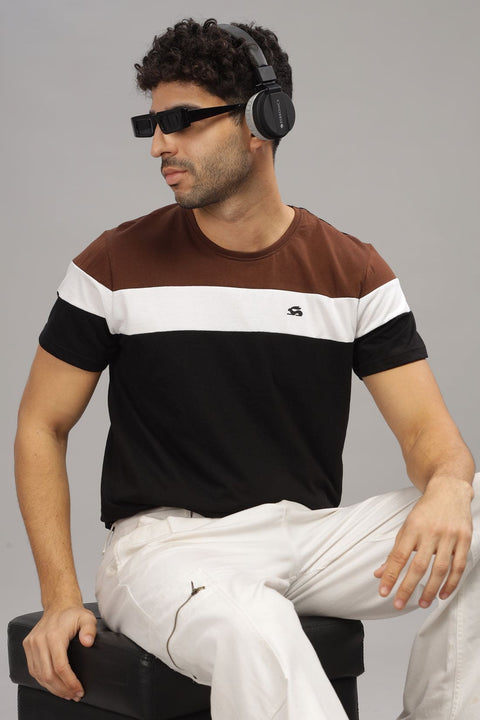 Adro Mens Colourblocked Cotton T-Shirt