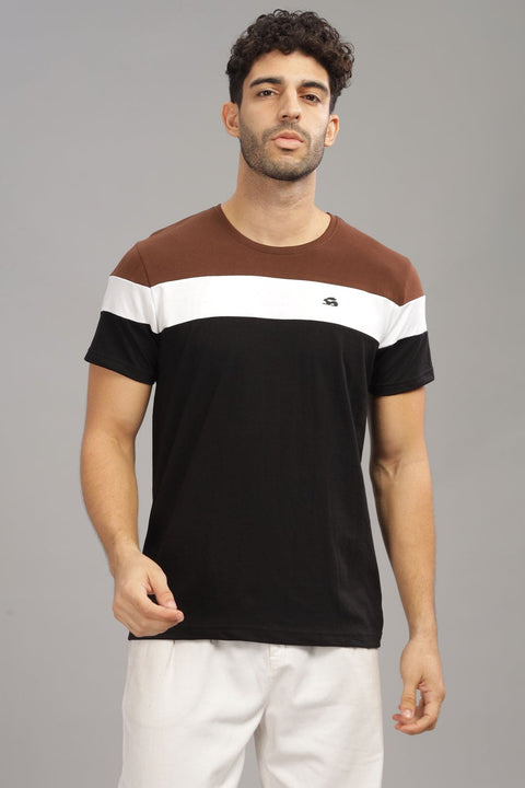 Adro Mens Colourblocked Cotton T-Shirt