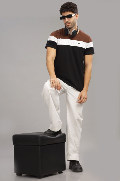 Adro Mens Colourblocked Cotton T-Shirt