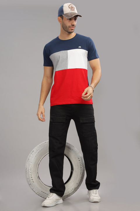Adro Mens Colourblocked Cotton T-Shirt
