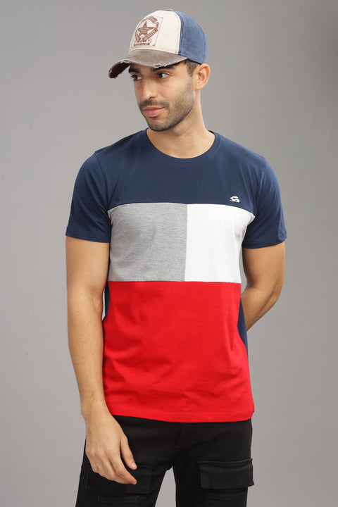 Adro Mens Colourblocked Cotton T-Shirt