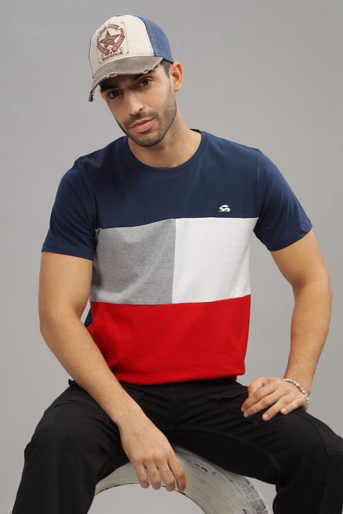 Adro Mens Colourblocked Cotton T-Shirt