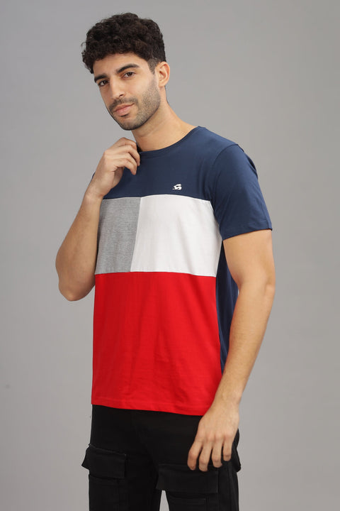 Adro Mens Colourblocked Cotton T-Shirt