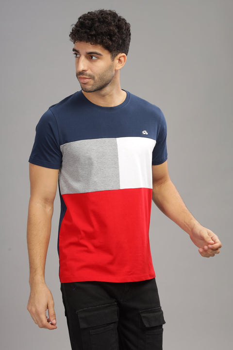 Adro Mens Colourblocked Cotton T-Shirt