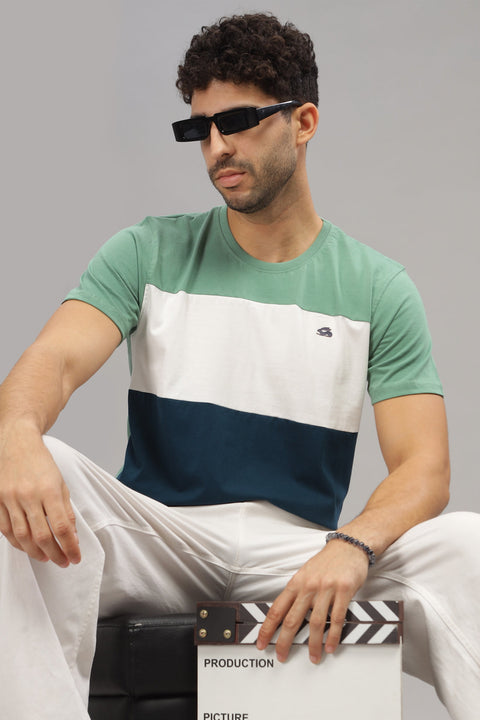 Adro Mens Colourblocked Cotton T-Shirt