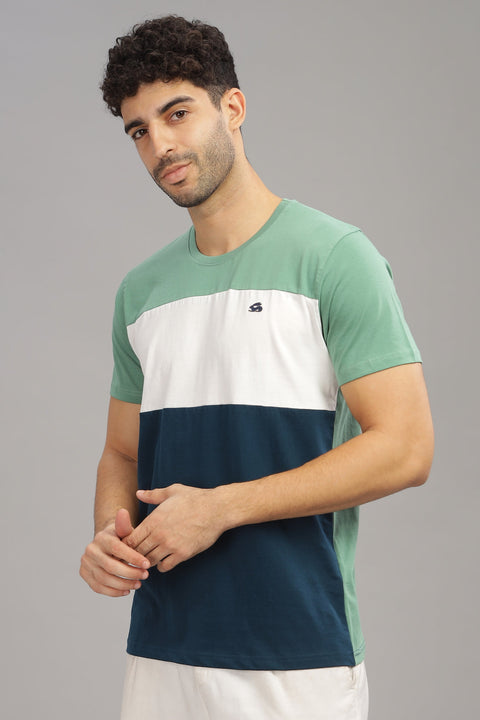 Adro Mens Colourblocked Cotton T-Shirt