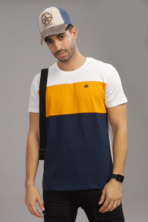Adro Mens Colourblocked Cotton T-Shirt