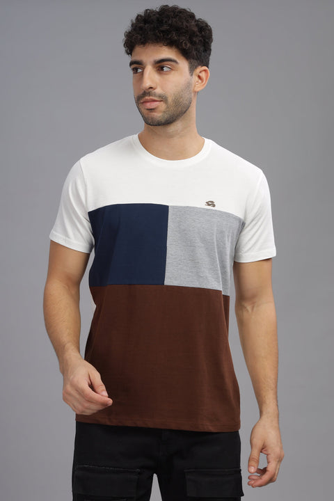 Adro Mens Colourblocked Cotton T-Shirt