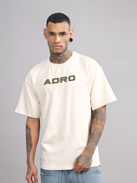 Adro Mens Printed Oversized Tshirts, Backside Printed Drop Shoulder Tshirt – French Terry Fabric in 220 GSM for Casual Streetwear