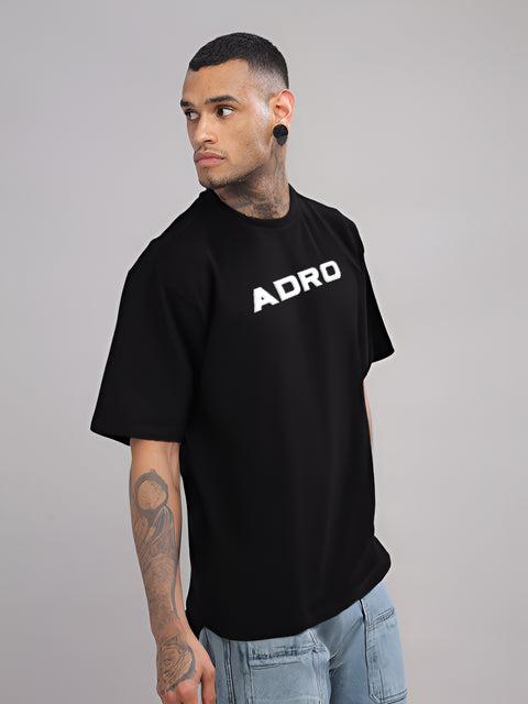 Adro Mens Printed Oversized Tshirts, Backside Printed Drop Shoulder Tshirt – French Terry Fabric in 220 GSM for Casual Streetwear