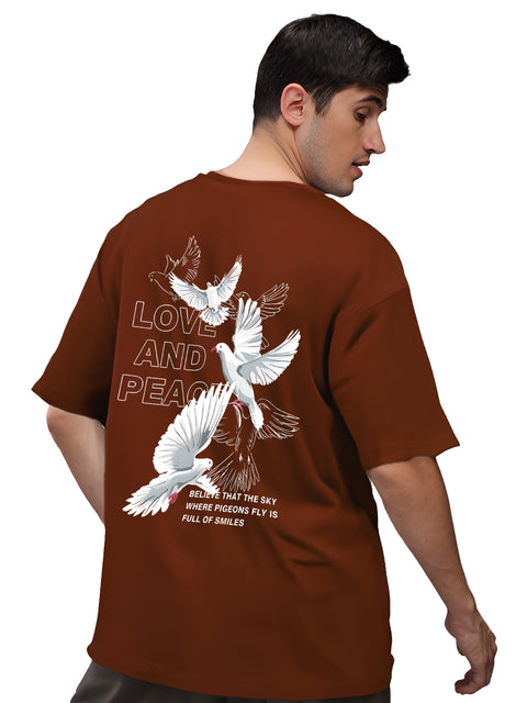 Adro Mens Printed Oversized Tshirts, Backside Printed Drop Shoulder Tshirt – French Terry Fabric in 220 GSM for Casual Streetwear