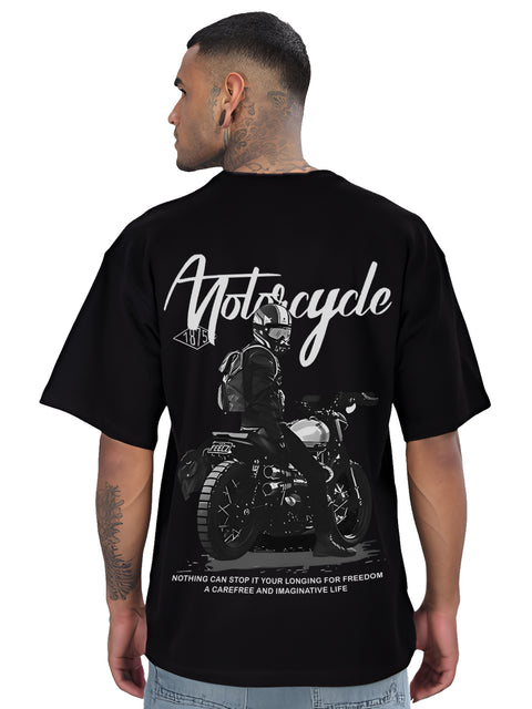 Adro Mens Printed Oversized Tshirts, Backside Printed Drop Shoulder Tshirt – French Terry Fabric in 220 GSM for Casual Streetwear