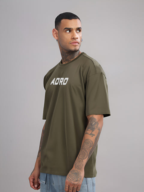 Adro Mens Printed Oversized Tshirts, Backside Printed Drop Shoulder Tshirt – French Terry Fabric in 220 GSM for Casual Streetwear