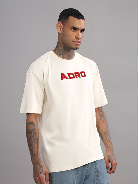 Adro Mens Printed Oversized Tshirts, Backside Printed Drop Shoulder Tshirt – French Terry Fabric in 220 GSM for Casual Streetwear