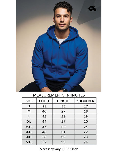 Adro Men’s Regular Fit Zip-Up Hoodie for man | 320 GSM Cotton Poly Fleece Zipper Sweatshirt with Soft Fabric & Printed Hoodies
