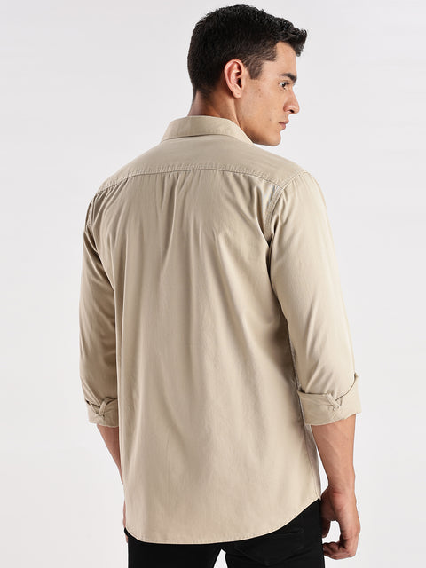 Adro Cargo Shirt for Men | Double Pocket Mens Casual Shirt | 100% Cotton Plain Shirt | Full Sleeve Shirt | Summer - Regular Fit Shirt