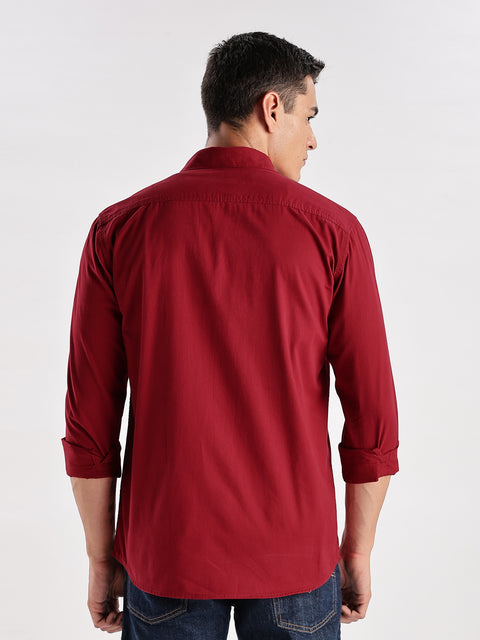 Adro Cargo Shirt for Men | Double Pocket Mens Casual Shirt | 100% Cotton Plain Shirt | Full Sleeve Shirt | Summer - Regular Fit Shirt