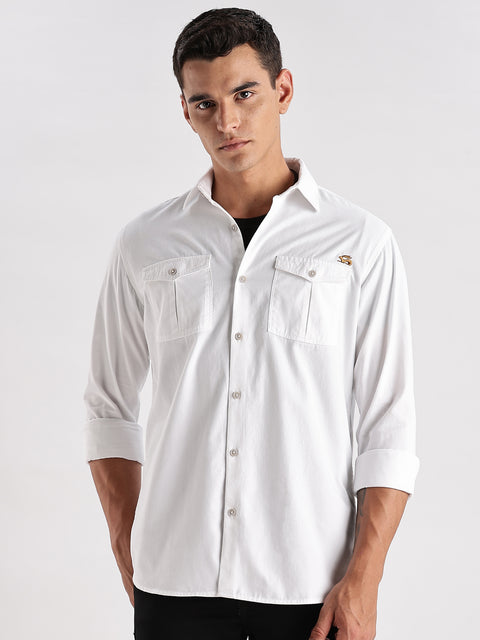 Adro Cargo Shirt for Men | Double Pocket Mens Casual Shirt | 100% Cotton Plain Shirt | Full Sleeve Shirt | Summer - Regular Fit Shirt