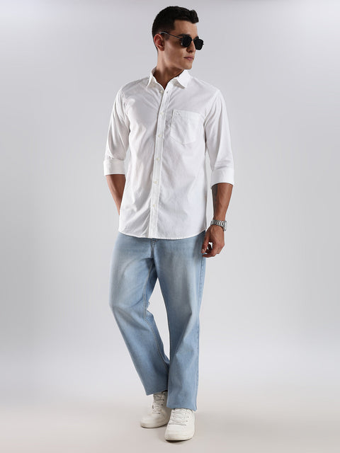 Adro Men's Cotton Full Sleeve Regular Fit Casual Solid Shirt (Regular Fit | Solid Oxford White Shirt | All Day Fresh)
