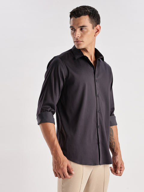 Adro Men's Slim Fit Solid Casual Shirt | Plain Satin Evening Shirt| Stylish Office or Party shirt | Cotton Shirt for men | All Day Fresh Spread Collar Tailored Fit Shirt