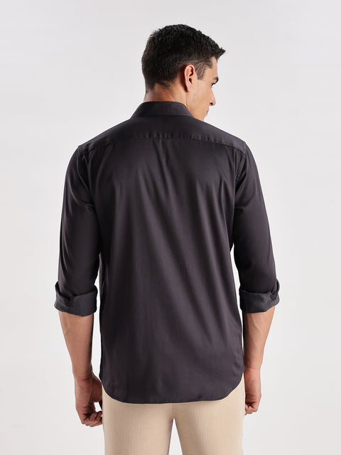 Adro Men's Slim Fit Solid Casual Shirt | Plain Satin Evening Shirt| Stylish Office or Party shirt | Cotton Shirt for men | All Day Fresh Spread Collar Tailored Fit Shirt