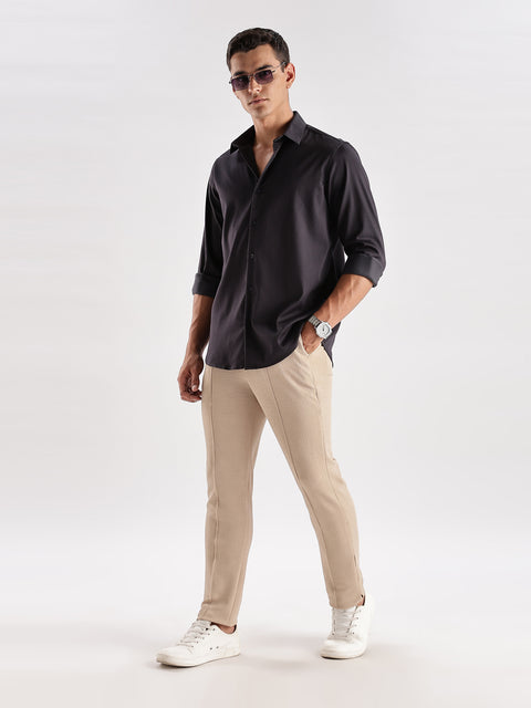 Adro Men's Slim Fit Solid Casual Shirt | Plain Satin Evening Shirt| Stylish Office or Party shirt | Cotton Shirt for men | All Day Fresh Spread Collar Tailored Fit Shirt