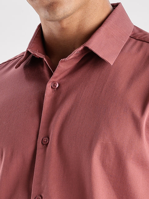 Adro Men's Slim Fit Solid Casual Shirt | Plain Satin Evening Shirt| Stylish Office or Party shirt | Cotton Shirt for men | All Day Fresh Spread Collar Tailored Fit Shirt