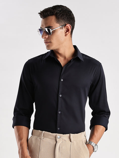 Adro Men's Slim Fit Solid Casual Shirt | Plain Satin Evening Shirt| Stylish Office or Party shirt | Cotton Shirt for men | All Day Fresh Spread Collar Tailored Fit Shirt