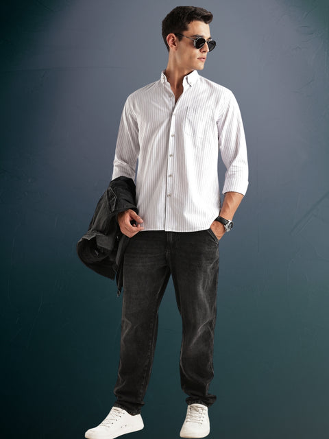 Adro Mens Casual Shirts - Striped Shirt in Regular Fit| Cotton Casual Shirt for Men