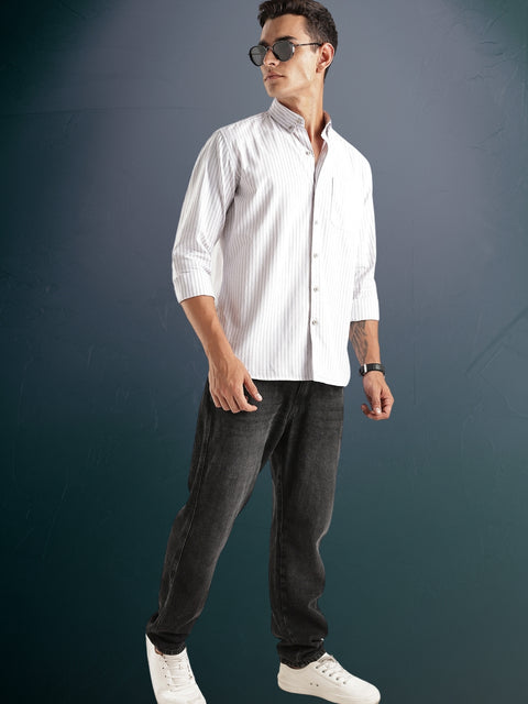 Adro Mens Casual Shirts - Striped Shirt in Regular Fit| Cotton Casual Shirt for Men