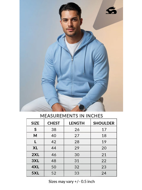 Adro Men’s Regular Fit Zip-Up Hoodie for man | 320 GSM Cotton Poly Fleece Zipper Sweatshirt with Soft Fabric & Printed Hoodies