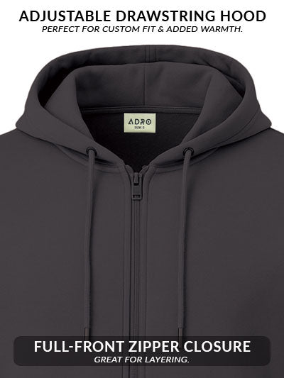 Adro Men’s Regular Fit Zip-Up Hoodie for man | 320 GSM Cotton Poly Fleece Zipper Sweatshirt with Soft Fabric & Printed Hoodies