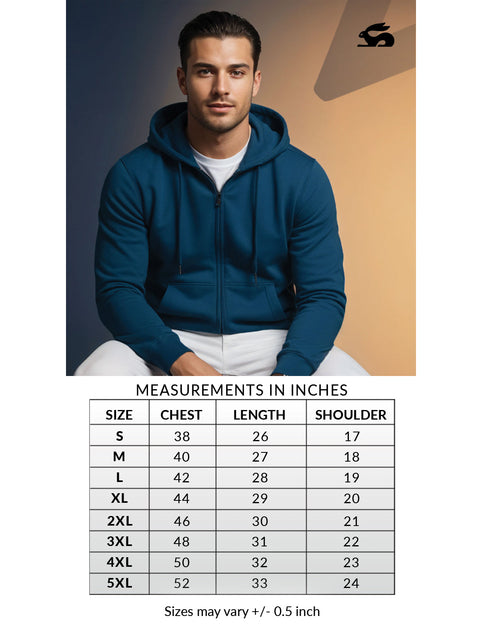 Adro Men’s Regular Fit Zip-Up Hoodie for man | 320 GSM Cotton Poly Fleece Zipper Sweatshirt with Soft Fabric & Printed Hoodies