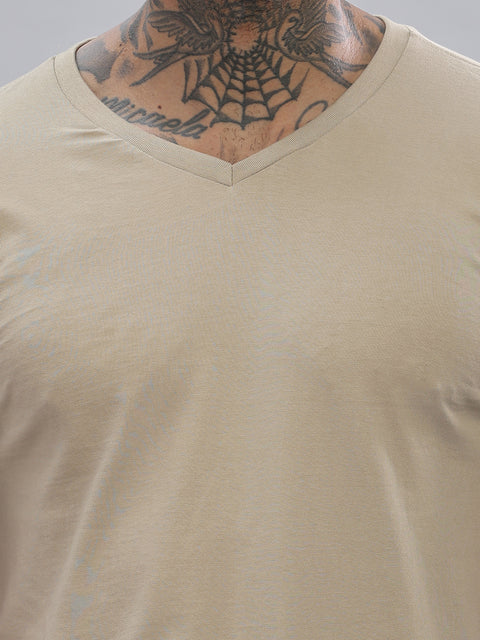 ADRO Men's V Neck Solid Cotton T-Shirt