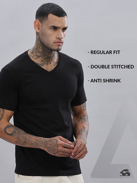 ADRO Men's V Neck Solid Cotton T-Shirt