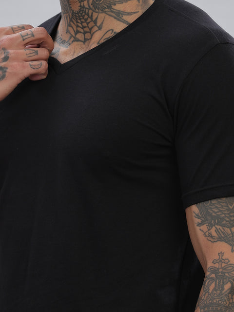 ADRO Men's V Neck Solid Cotton T-Shirt