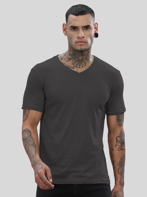 ADRO Men's V Neck Solid Cotton T-Shirt