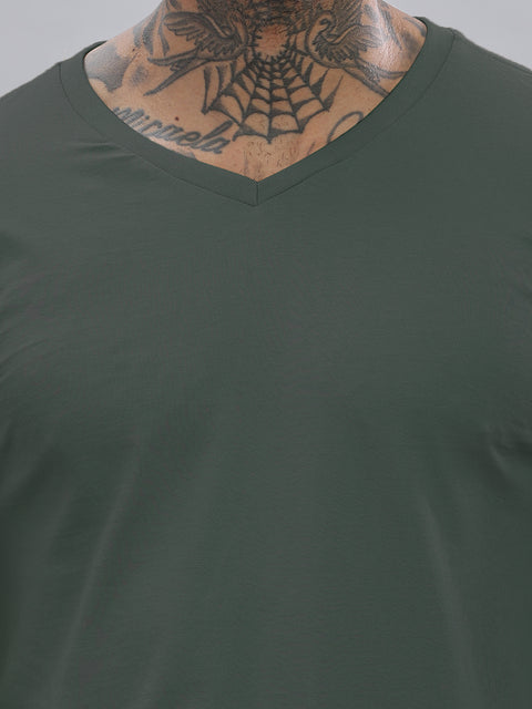 ADRO Men's V Neck Solid Cotton T-Shirt