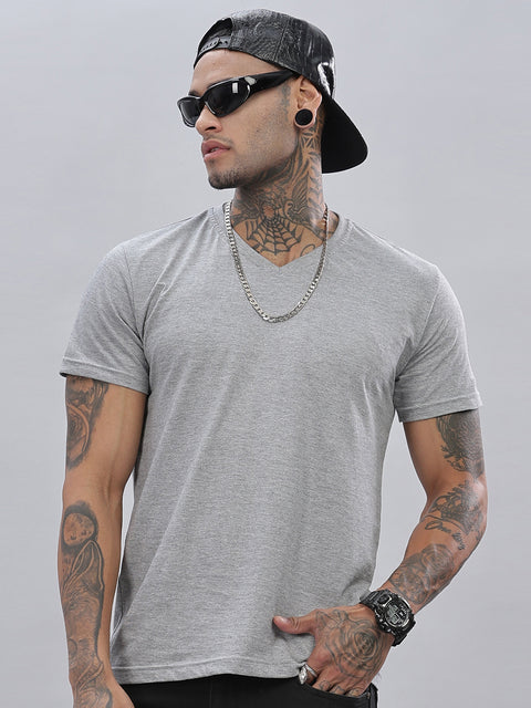 ADRO Men's V Neck Solid Cotton T-Shirt
