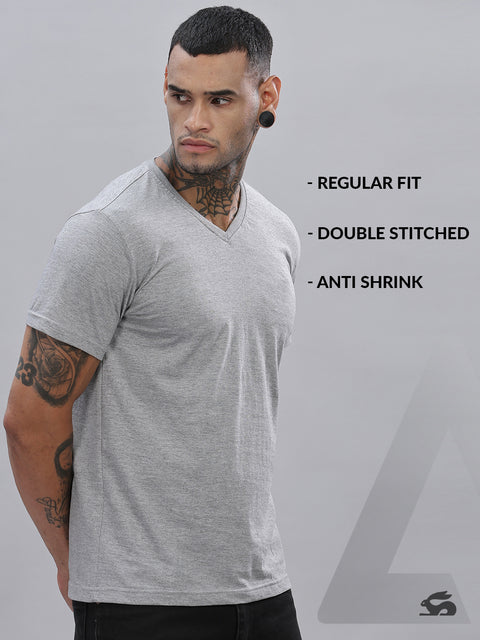 ADRO Men's V Neck Solid Cotton T-Shirt