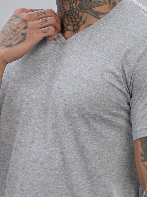 ADRO Men's V Neck Solid Cotton T-Shirt