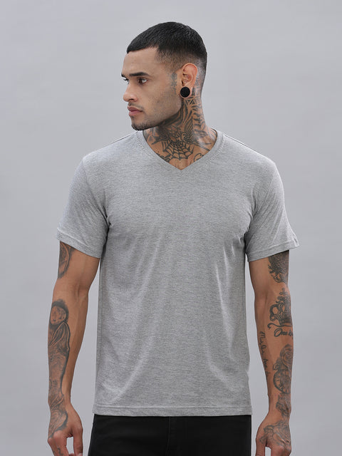 ADRO Men's V Neck Solid Cotton T-Shirt