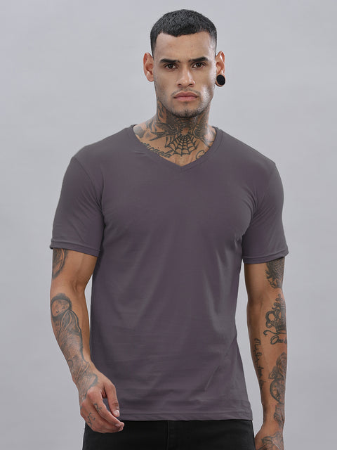 ADRO Men's V Neck Solid Cotton T-Shirt